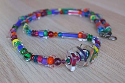 Clear and Colored Glass Bead Necklace
