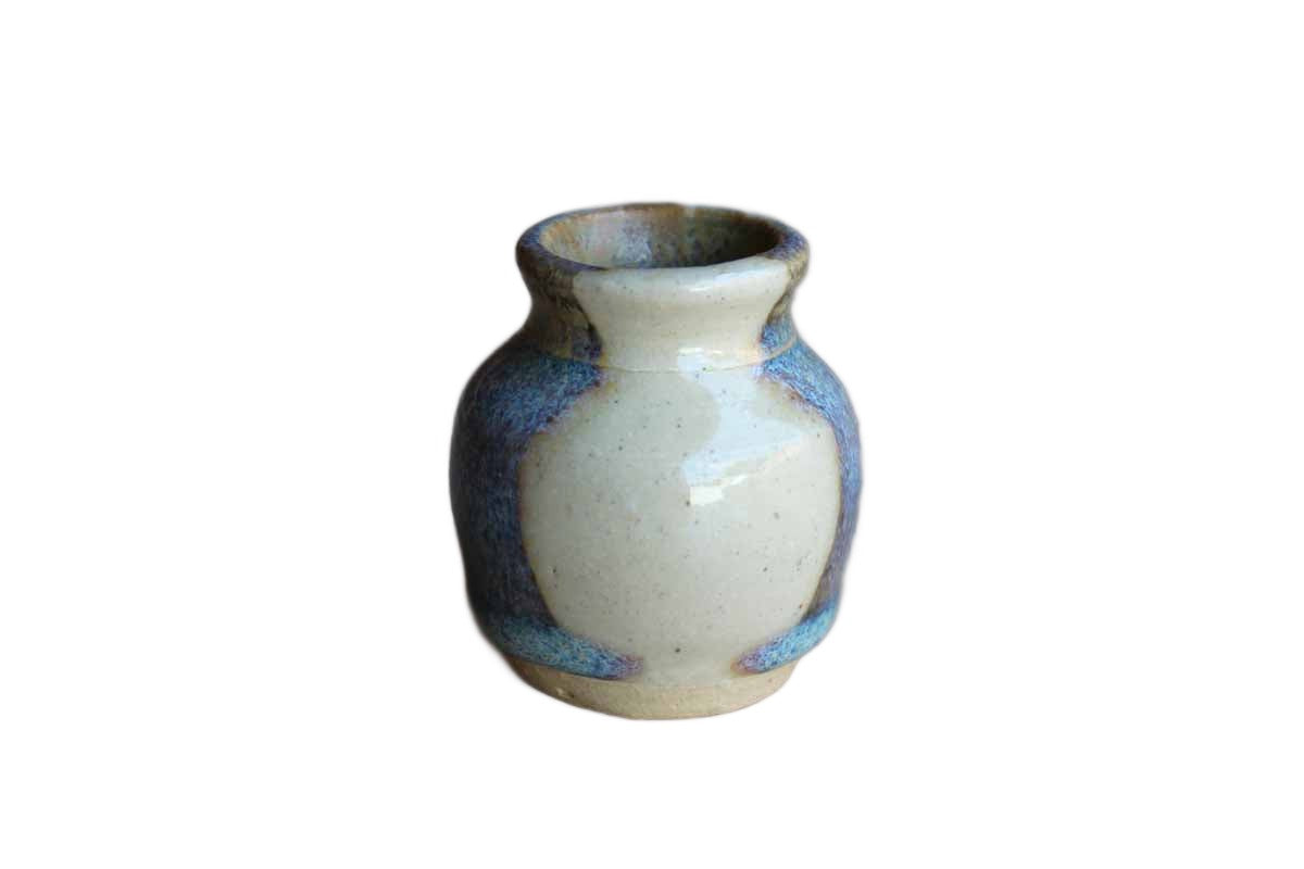 Tiny Stoneware Bud Vase with Purple and Blue Lava Glaze