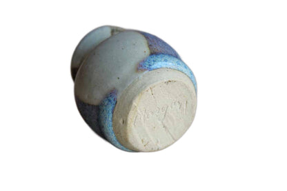 Tiny Stoneware Bud Vase with Purple and Blue Lava Glaze