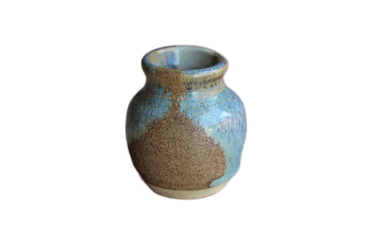 Tiny Stoneware Bud Vase with Purple and Blue Lava Glaze