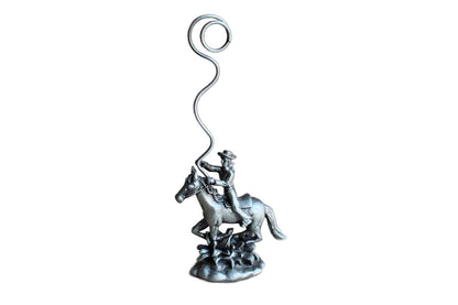 Silver Tone Metal Lassoing Cowboy Picture Holder