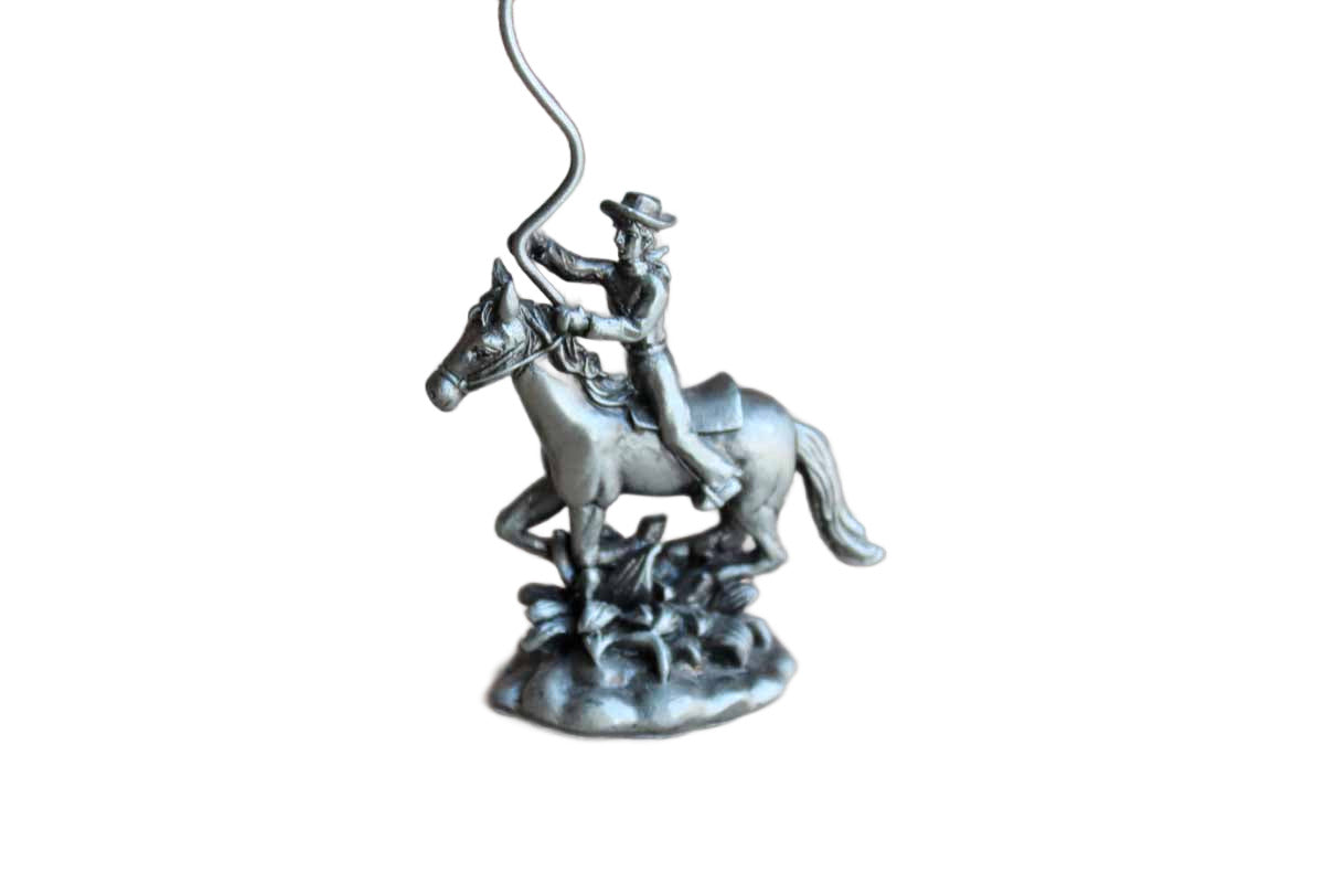 Silver Tone Metal Lassoing Cowboy Picture Holder