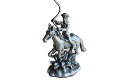 Silver Tone Metal Lassoing Cowboy Picture Holder