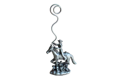 Silver Tone Metal Lassoing Cowboy Picture Holder