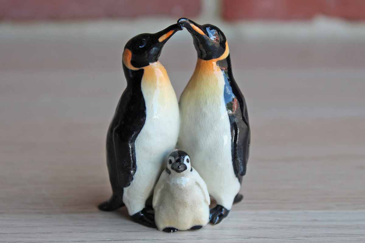 Porcelain Penguin Family Figurine