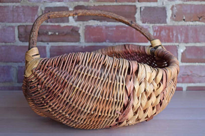 Rustic Basket with Bent Wood Handle (Pickup Only)