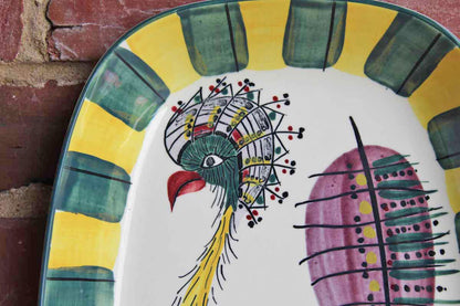 Royal Copenhagen (Denmark) Faience Rooster Serving Platter, Decorated by Inge-Lise Koefoed