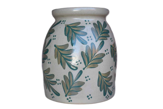 Beaumont Brothers Pottery (Ohio, USA) Salt Glazed Crock with Green Leaves and Berries