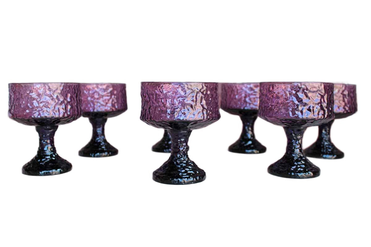Lenox (USA) Impromptu Lavender Champagne or Sherbet Stemmed Glasses, Set of 7