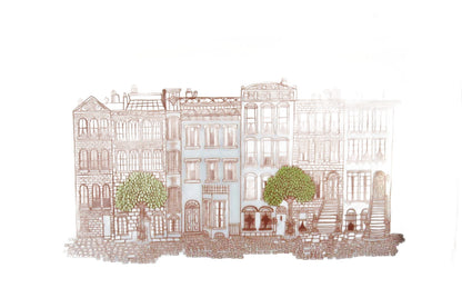 Porcelain Rimmed Dish with City Brownstones Image