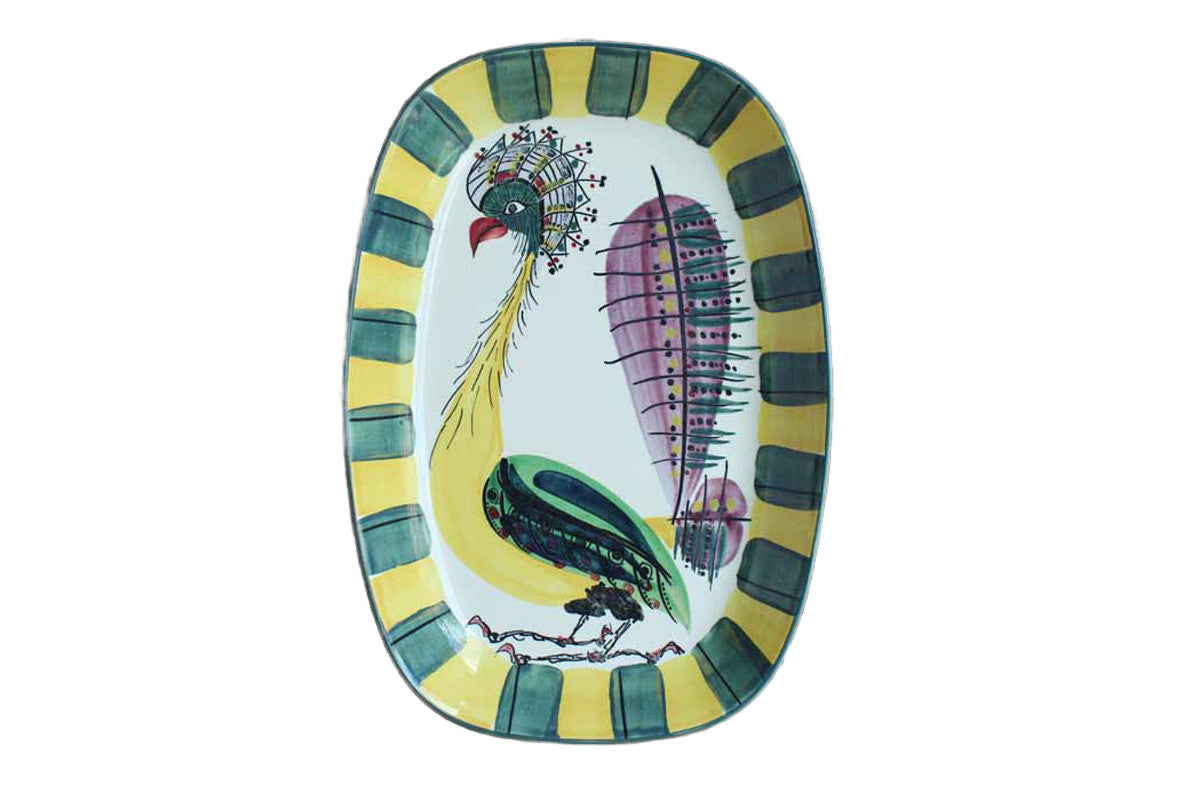 Royal Copenhagen (Denmark) Faience Rooster Serving Platter, Decorated by Inge-Lise Koefoed
