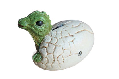 Hatching Baby Dinosaur Cast Iron Coin Bank
