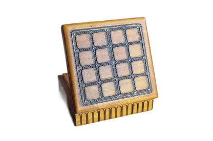 Polish Hand Carved Square Ornamental Wood and Wire Hinged Lidded Trinket Box