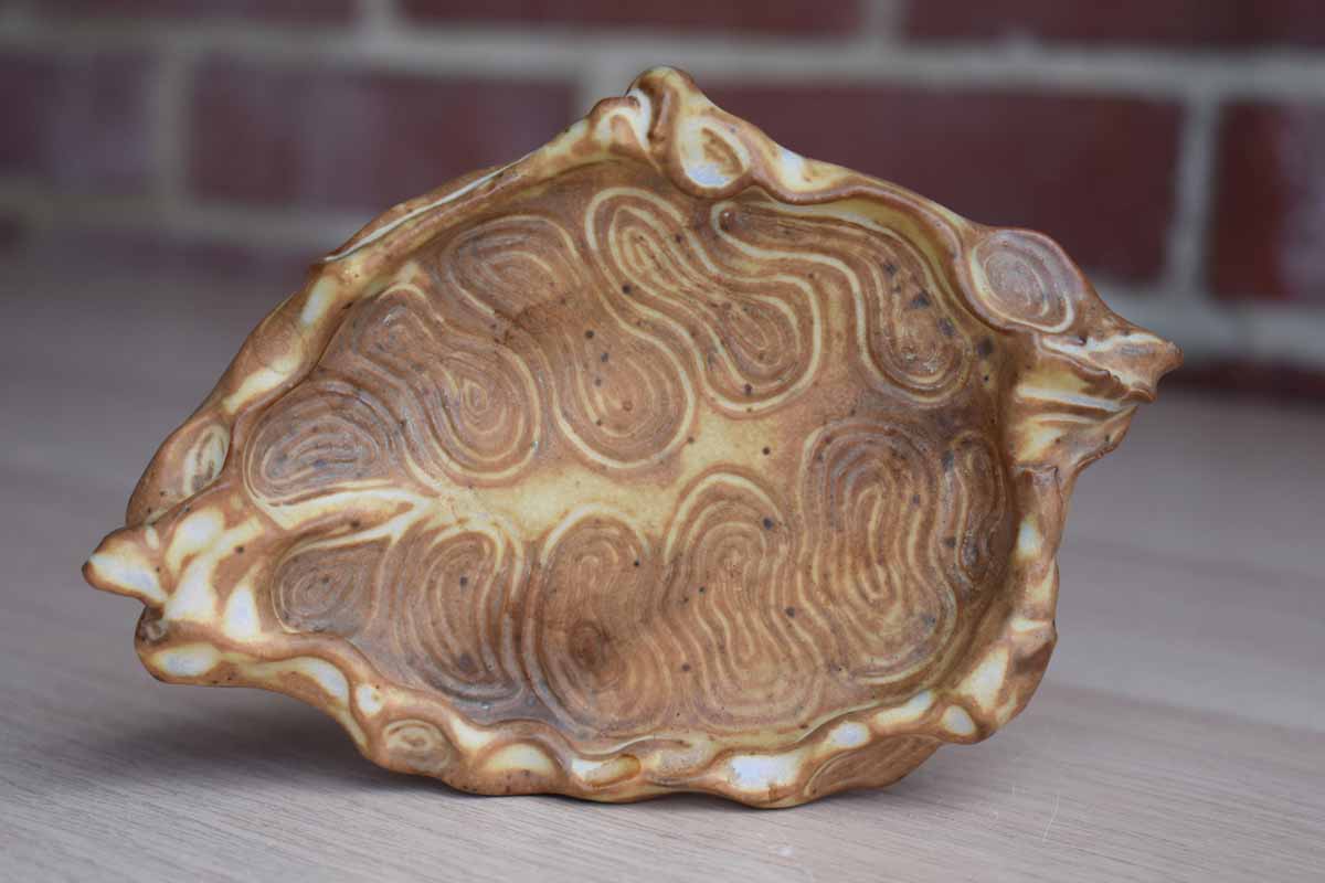Little Handformed Stoneware Dish with Swirling Designs