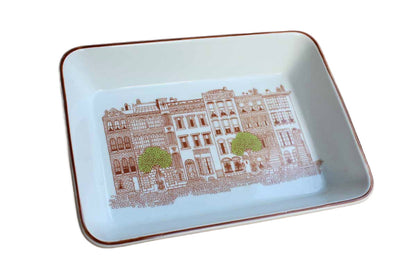 Porcelain Rimmed Dish with City Brownstones Image