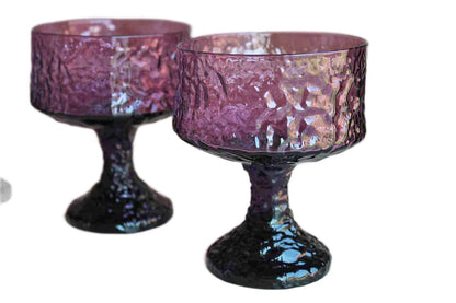 Lenox (USA) Impromptu Lavender Champagne or Sherbet Stemmed Glasses, Set of 7