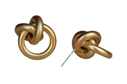 Gold Tone Pierced Earrings Shaped Like Knots
