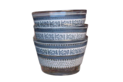 Jeannette Glass Company (Pennsylvania, USA) Patrician Blue Snack Bowls, Set of 3