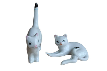 Hand Painted Glossy White Tiny Cat Figurines