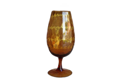 Empoli (Italy) Hand Blown Dark Amber Slender Ovoid Pedestal Vase
