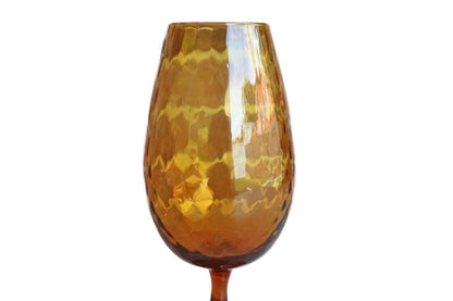 Empoli (Italy) Hand Blown Dark Amber Slender Ovoid Pedestal Vase