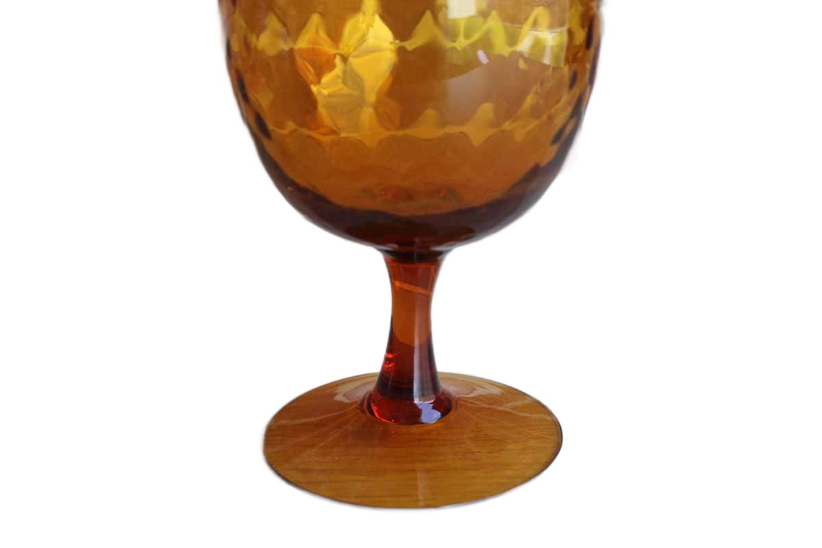 Empoli (Italy) Hand Blown Dark Amber Slender Ovoid Pedestal Vase