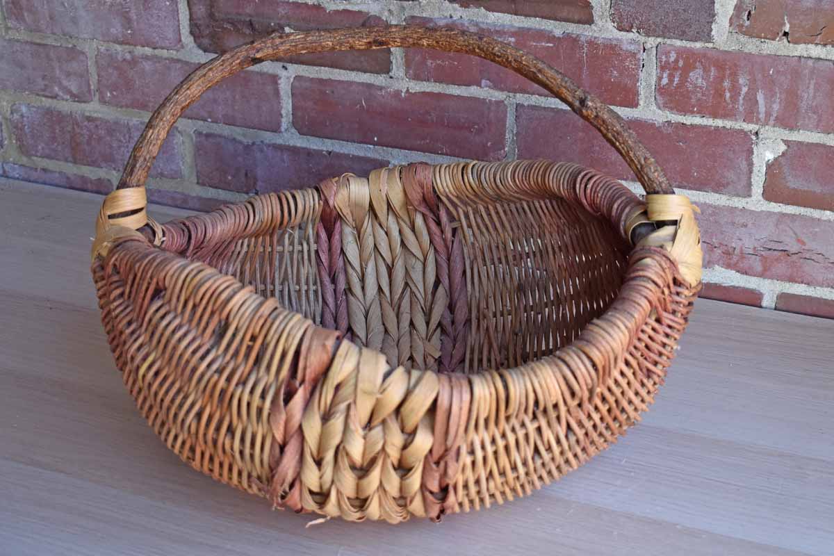 Rustic Basket with Bent Wood Handle (Pickup Only)