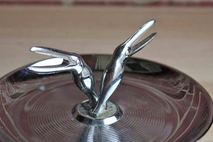 Direcaster, Inc. (New Jersey, USA) Chrome Pincherette Double Toucan Ashtray/Jewelry Holder