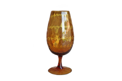 Empoli (Italy) Hand Blown Dark Amber Slender Ovoid Pedestal Vase