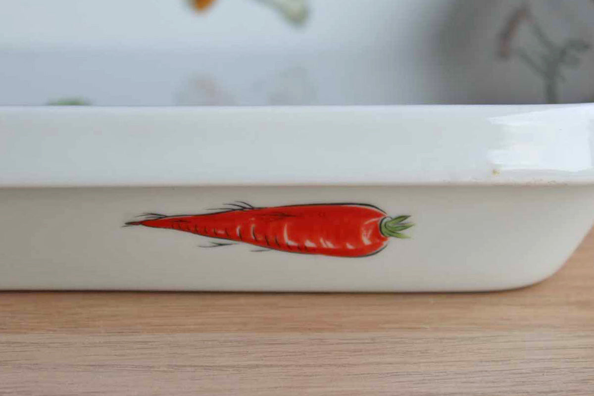 Louis Lourioux (France) Rectangular Baking/Serving Dish Decorated with Colorful Vegetables