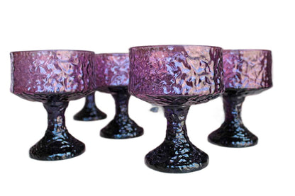 Lenox (USA) Impromptu Lavender Champagne or Sherbet Stemmed Glasses, Set of 7