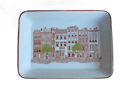 Porcelain Rimmed Dish with City Brownstones Image