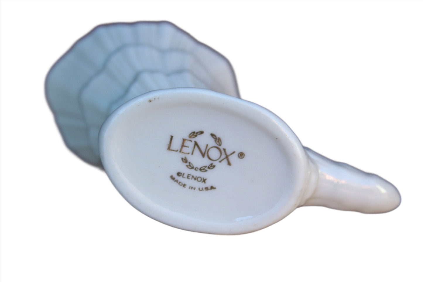 Lenox (USA) Little Porcelain Cornucopia with Textured Sides and Gold Rim