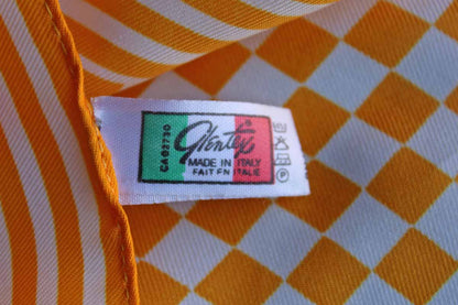 John Weitz Long Yellow Checkered and Striped Polyester Scarf