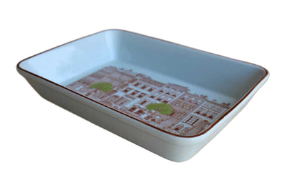 Porcelain Rimmed Dish with City Brownstones Image