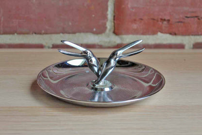 Direcaster, Inc. (New Jersey, USA) Chrome Pincherette Double Toucan Ashtray/Jewelry Holder