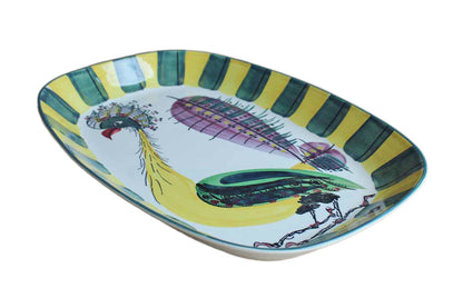 Royal Copenhagen (Denmark) Faience Rooster Serving Platter, Decorated by Inge-Lise Koefoed