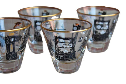 Libbey Glass (Ohio, USA) Early American Colonial Homestead Shot Glasses, Set of 4