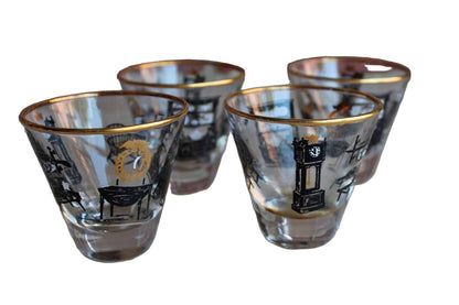 Libbey Glass (Ohio, USA) Early American Colonial Homestead Shot Glasses, Set of 4