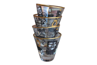 Libbey Glass (Ohio, USA) Early American Colonial Homestead Shot Glasses, Set of 4