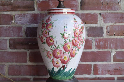 Ceramic Urn-Shaped Table Lamp with Hand-Painted Flowers