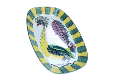 Royal Copenhagen (Denmark) Faience Rooster Serving Platter, Decorated by Inge-Lise Koefoed