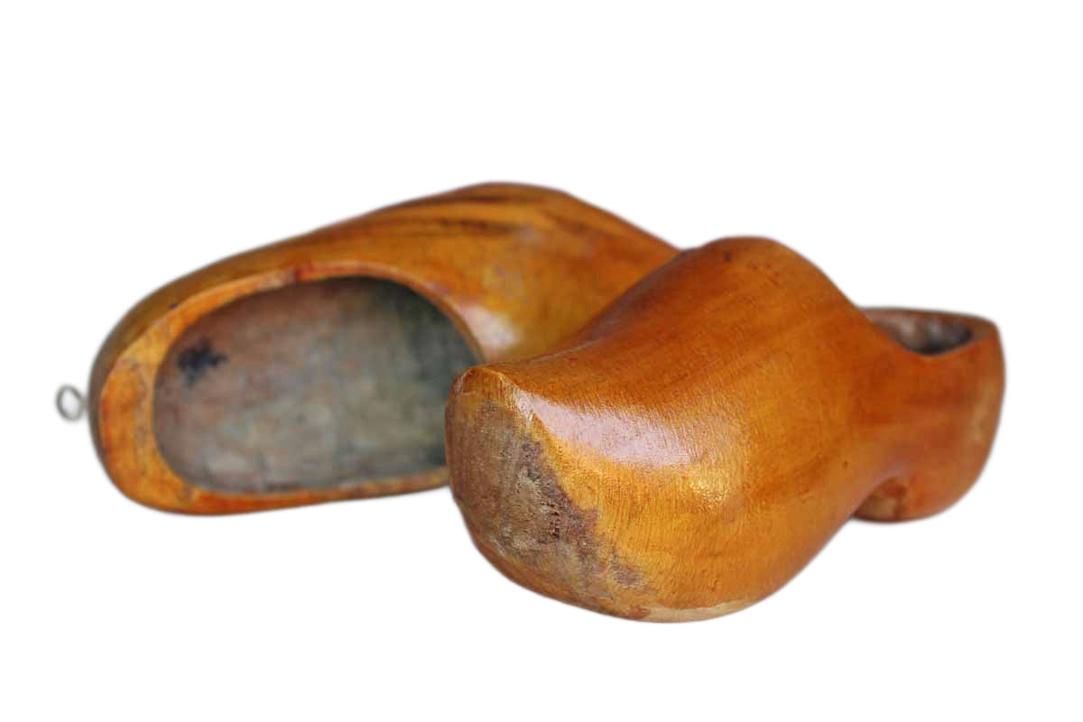 Dutch Wooden Clogs with Hanging Screws, A Pair