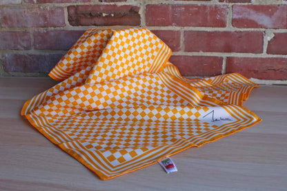 John Weitz Long Yellow Checkered and Striped Polyester Scarf