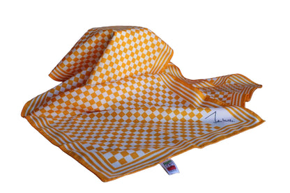 John Weitz Long Yellow Checkered and Striped Polyester Scarf