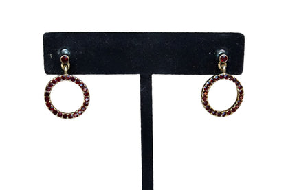 Monet (New York, USA) Delicate Ruby Red Rhinestone Pierced Drop Earrings