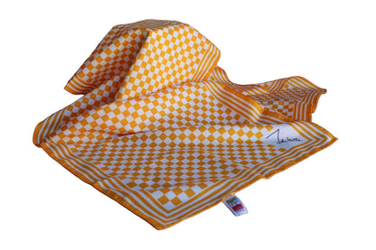 John Weitz Long Yellow Checkered and Striped Polyester Scarf