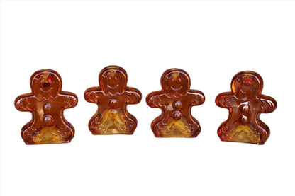 Glass Gingerbread Cookie Candlesticks, Set of 4