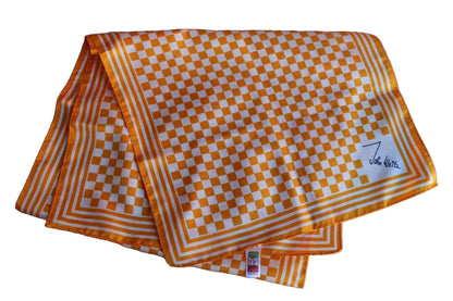 John Weitz Long Yellow Checkered and Striped Polyester Scarf