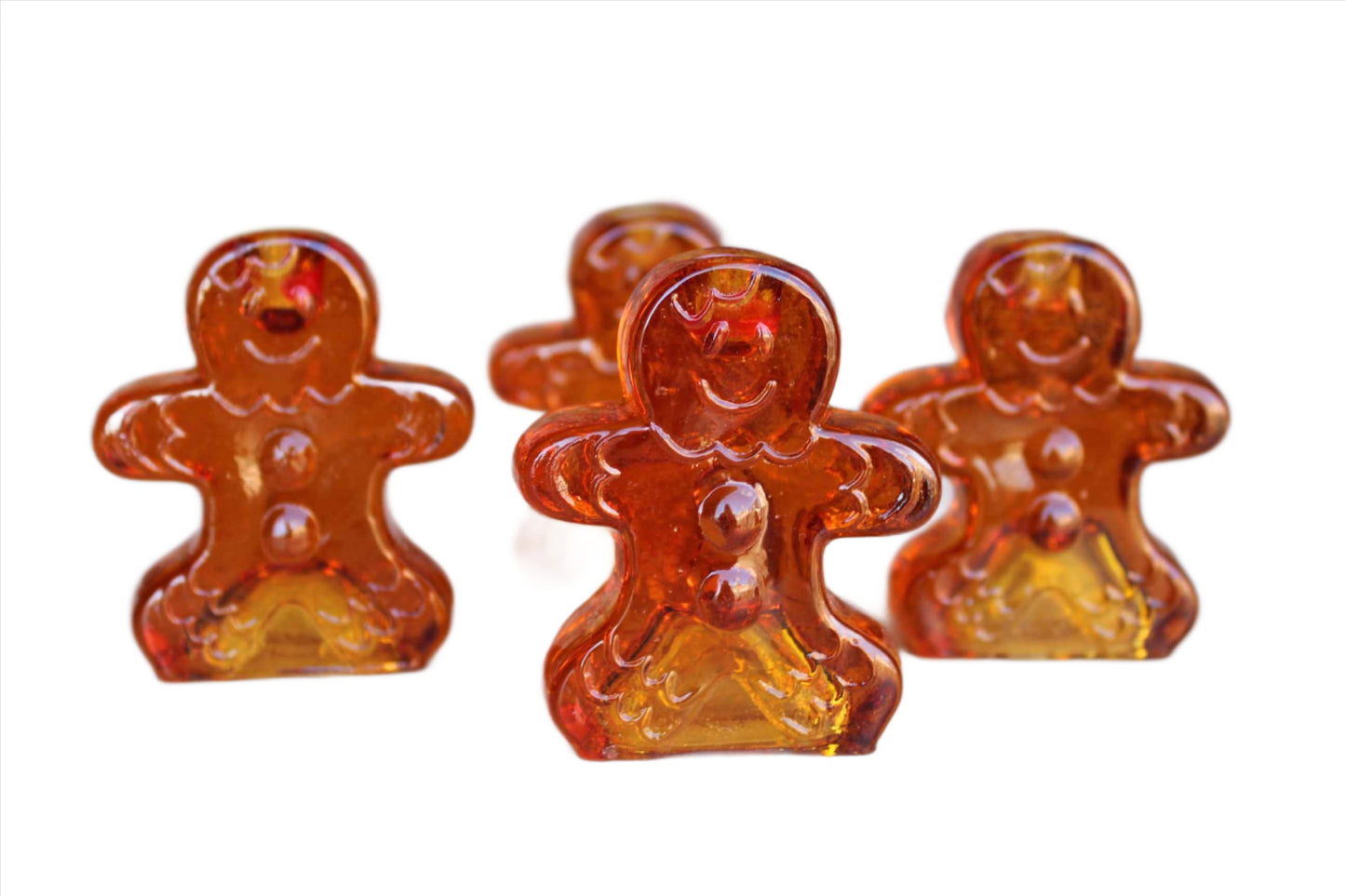 Glass Gingerbread Cookie Candlesticks, Set of 4